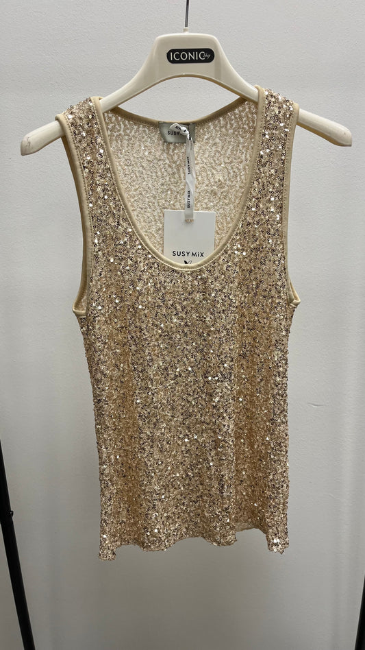 Canotta in Paillettes Oro Susy Mix