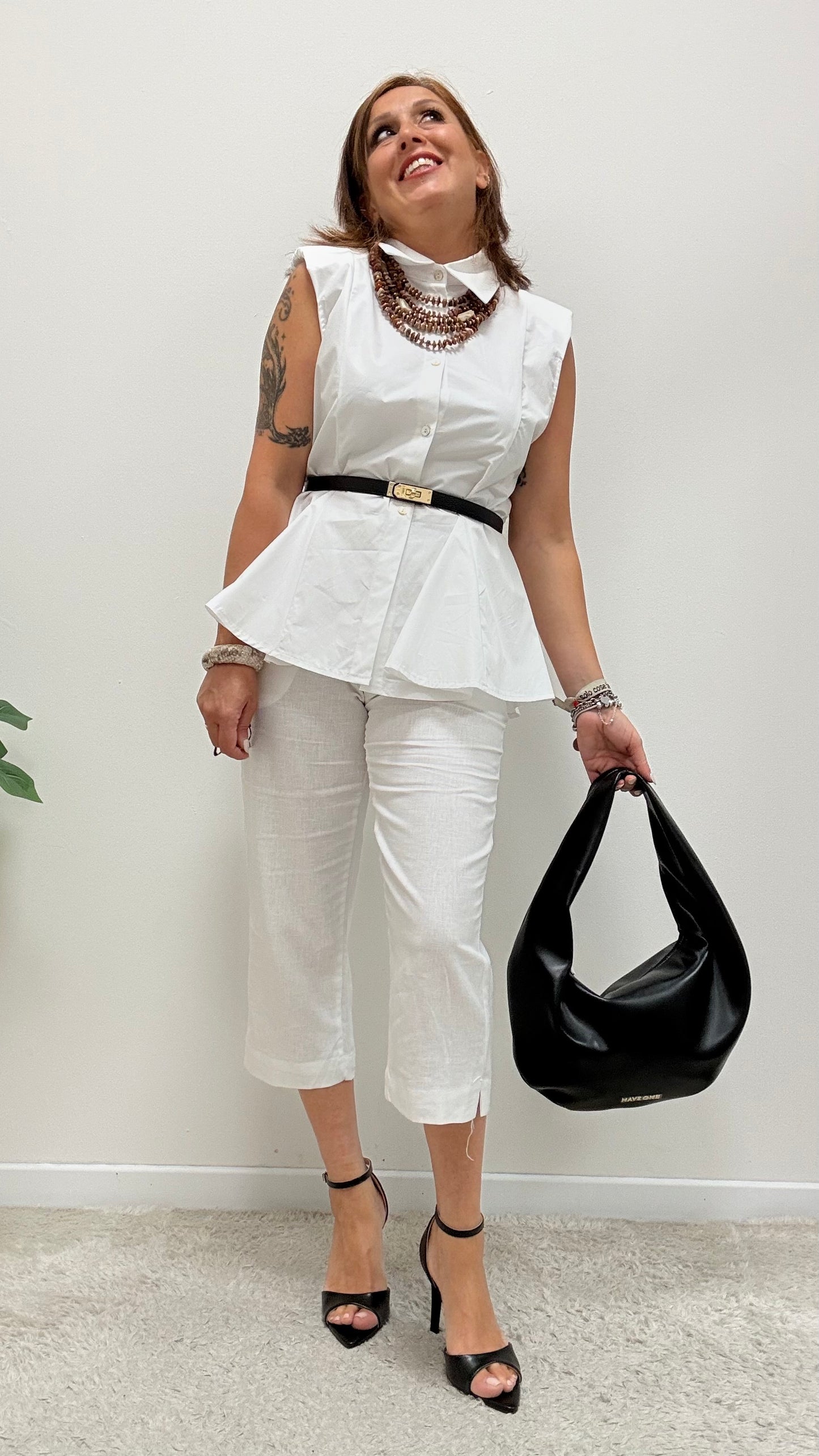 Pantaloni Capri lino bianco Brend