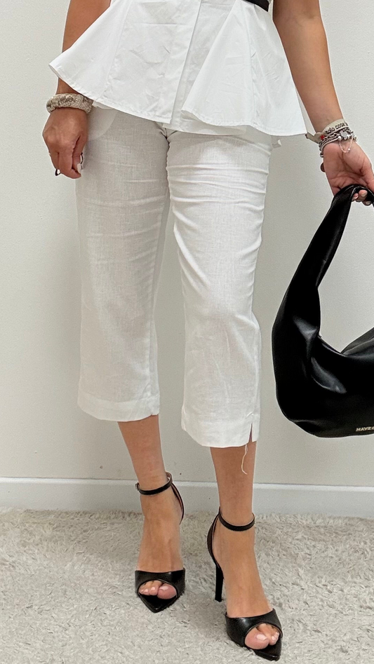 Pantaloni Capri lino bianco Brend