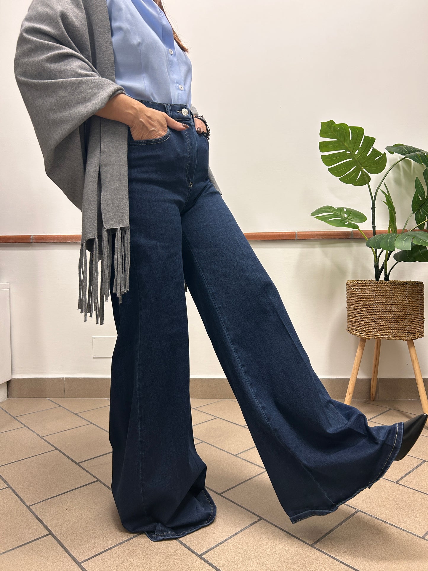 Denim stretch palazzo Haveone