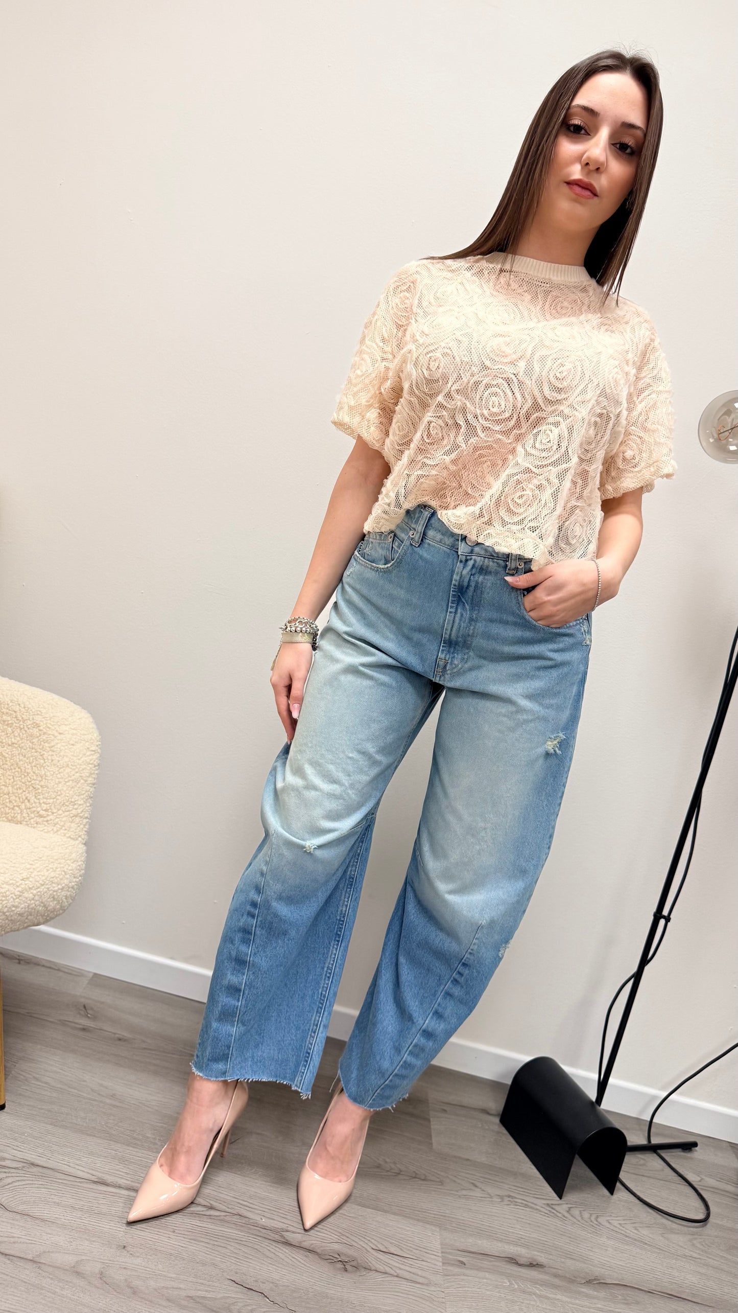 T-shirt ricami pizzo e Lurex Haveone