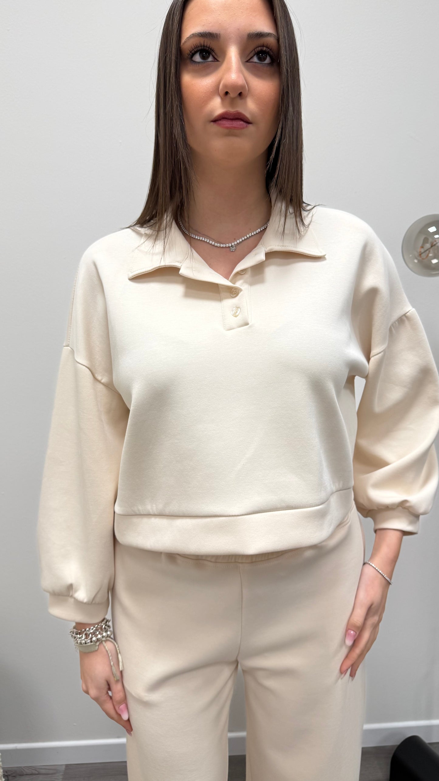 Felpa scuba polo Crop burro Haveone