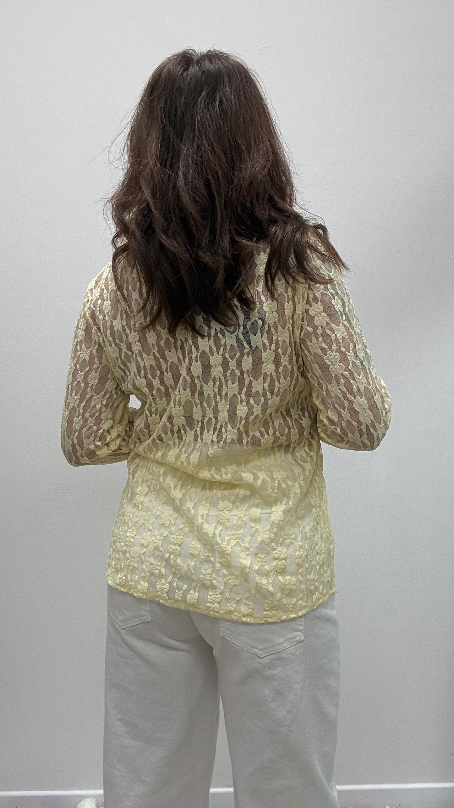 Camicia pizzo e raso Extasy giallo