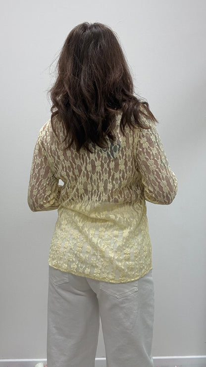 Camicia pizzo e raso Extasy giallo