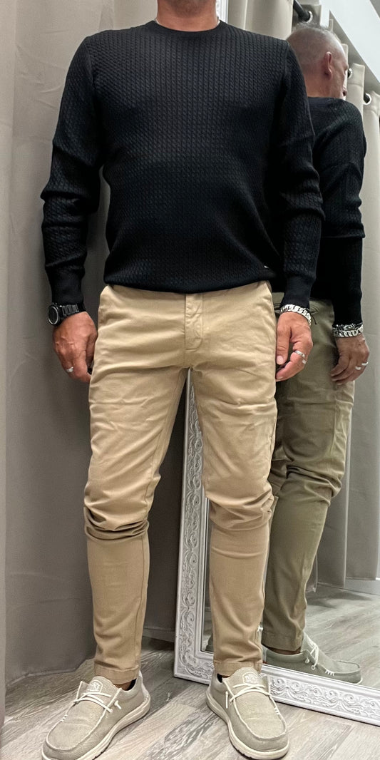 Gianni Lupo Pantalone Chinos Uomo Modello Tahoma Cammello