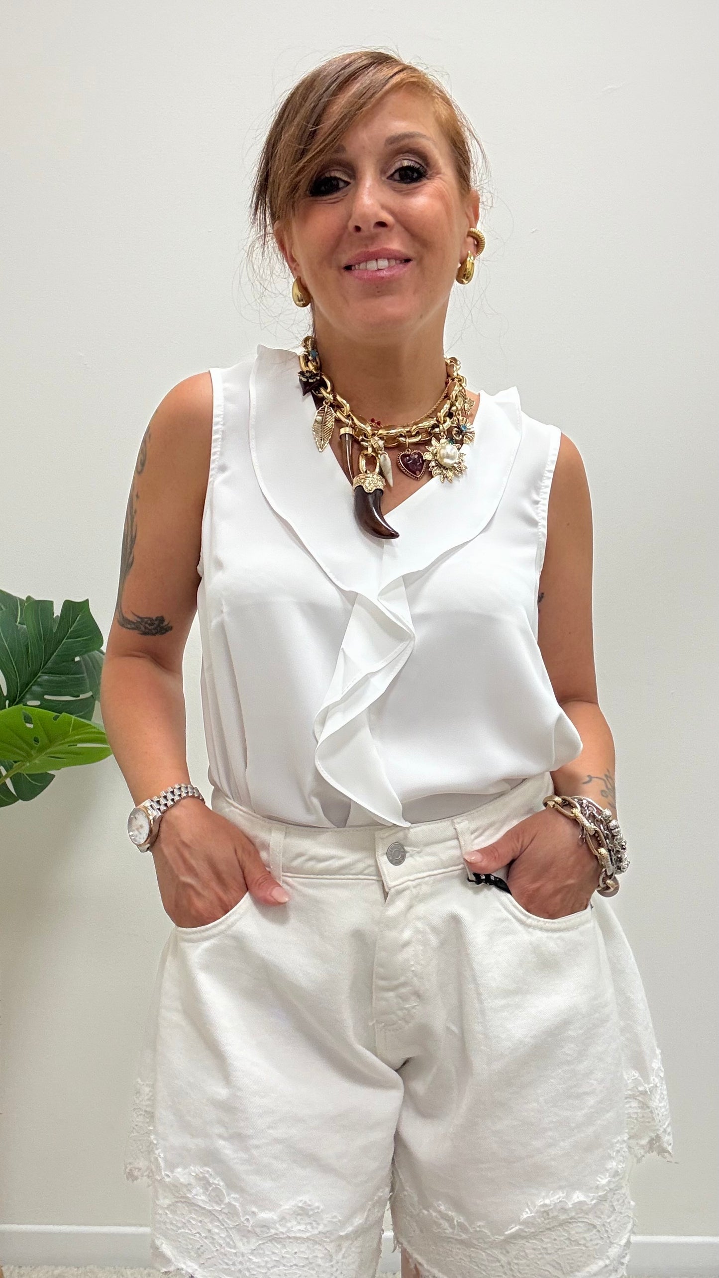 Canotta blusa con rouches Susy Mix