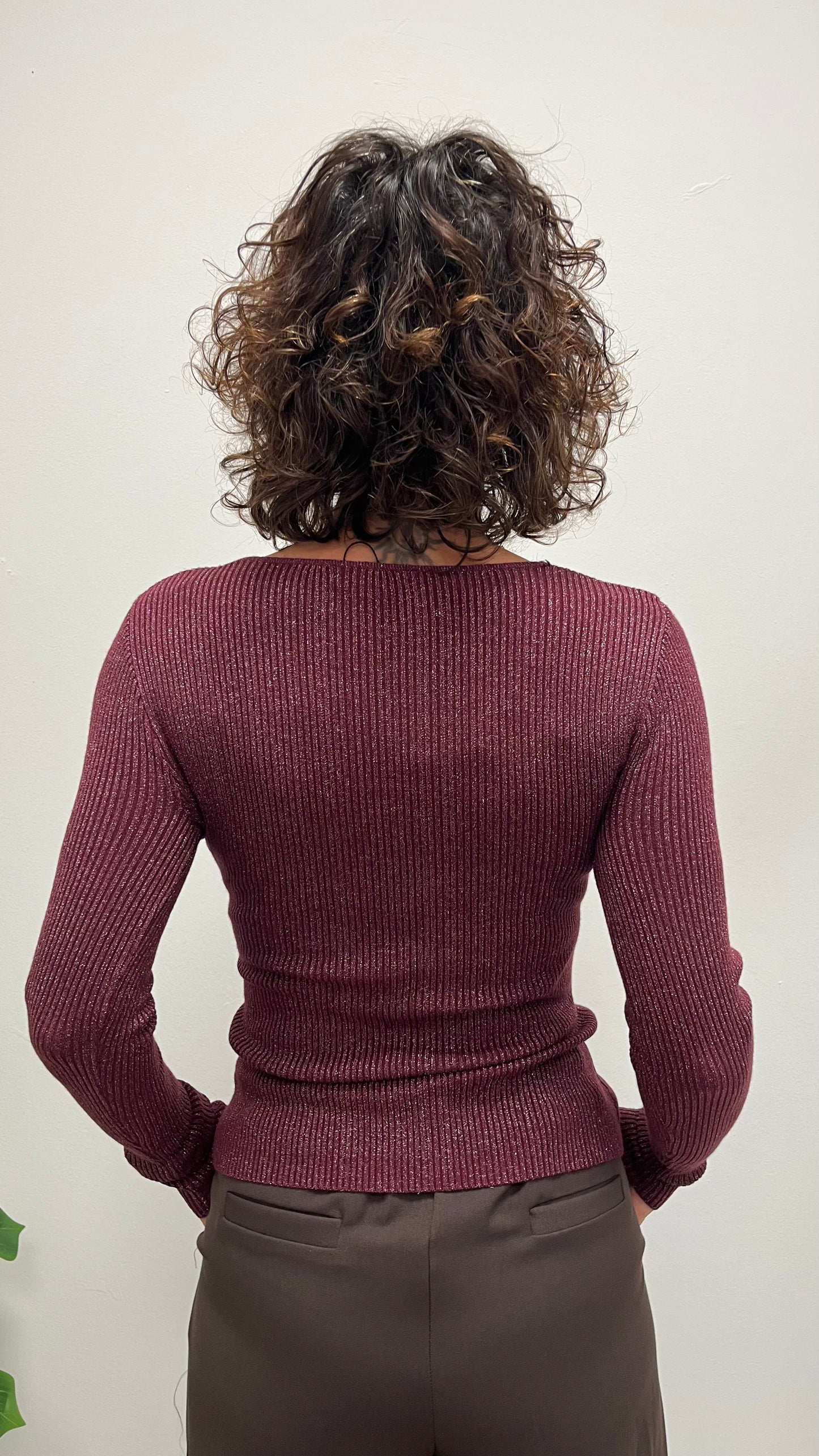 Maglia incrociata Lurex Extasy bordeaux