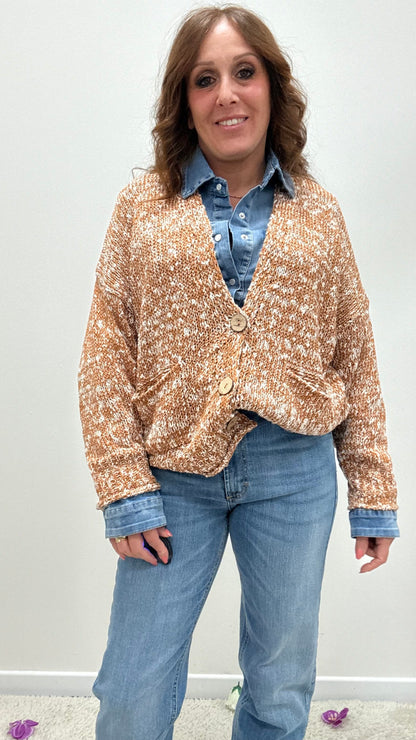 Cardigan Tre Bottoni Melangiato HaveOne Tabacco