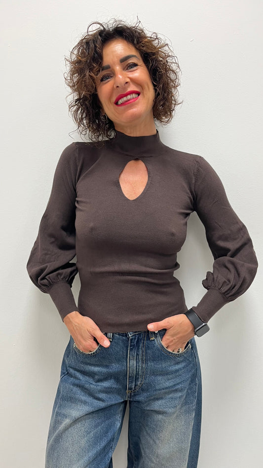 Maglia goccia manica sbuffo moro Susy Mix