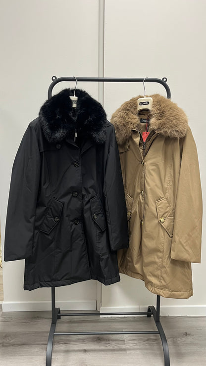 Trench con Collo Pelliccia Removibile Extasy Cammello