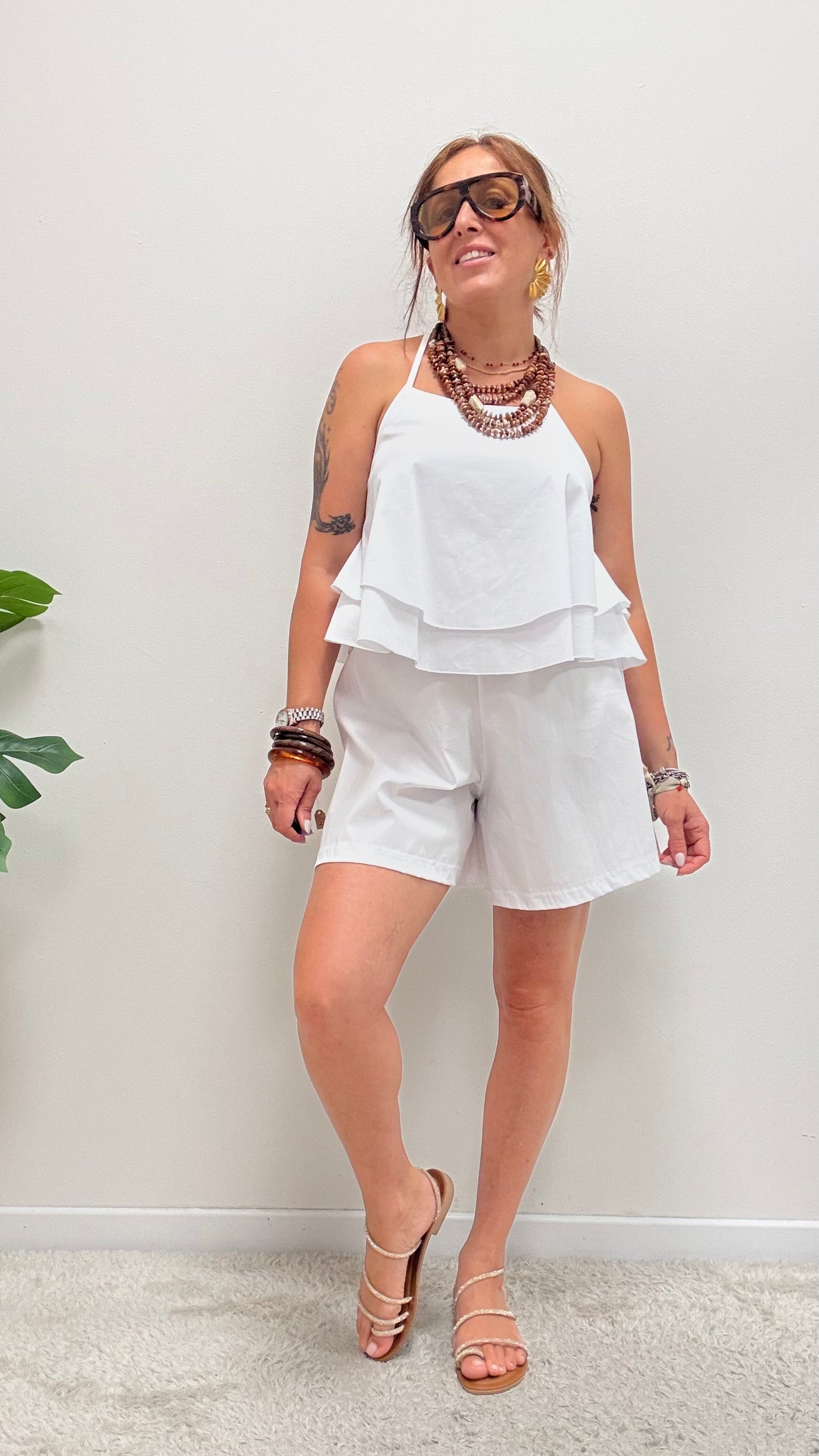 Shorts farfalla cotone My-d bianco