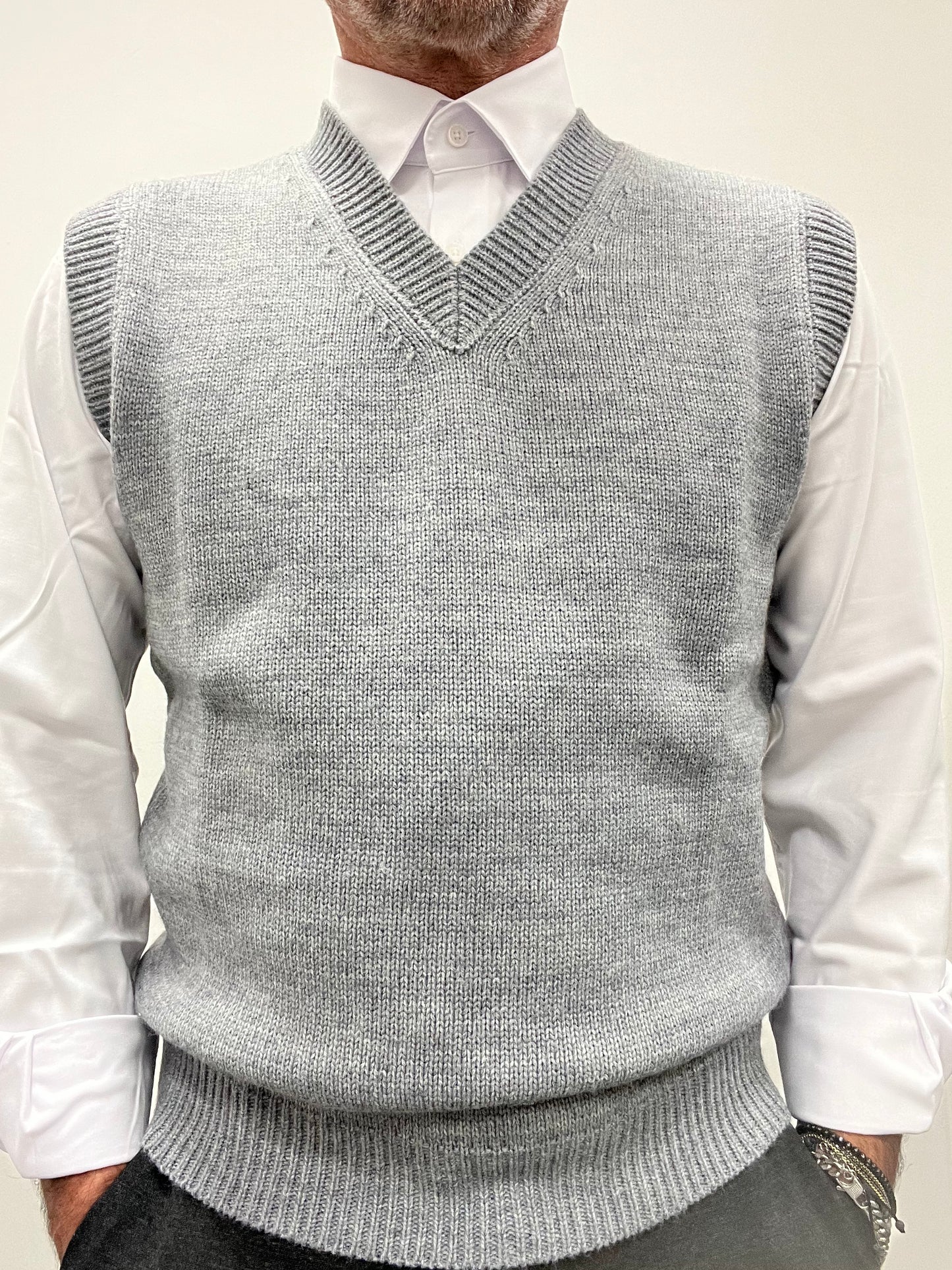 Gilet scollo a V Gianni Lupo Grigio