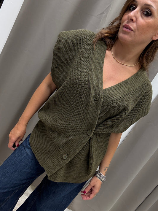 Gilet asimmetrico verde Haveone