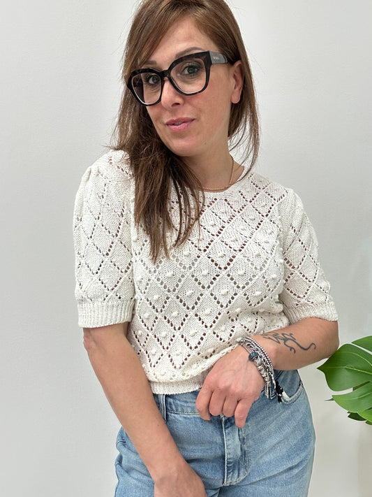 Haveone maglia lavorazione  crochet mezza manica a sbuffo