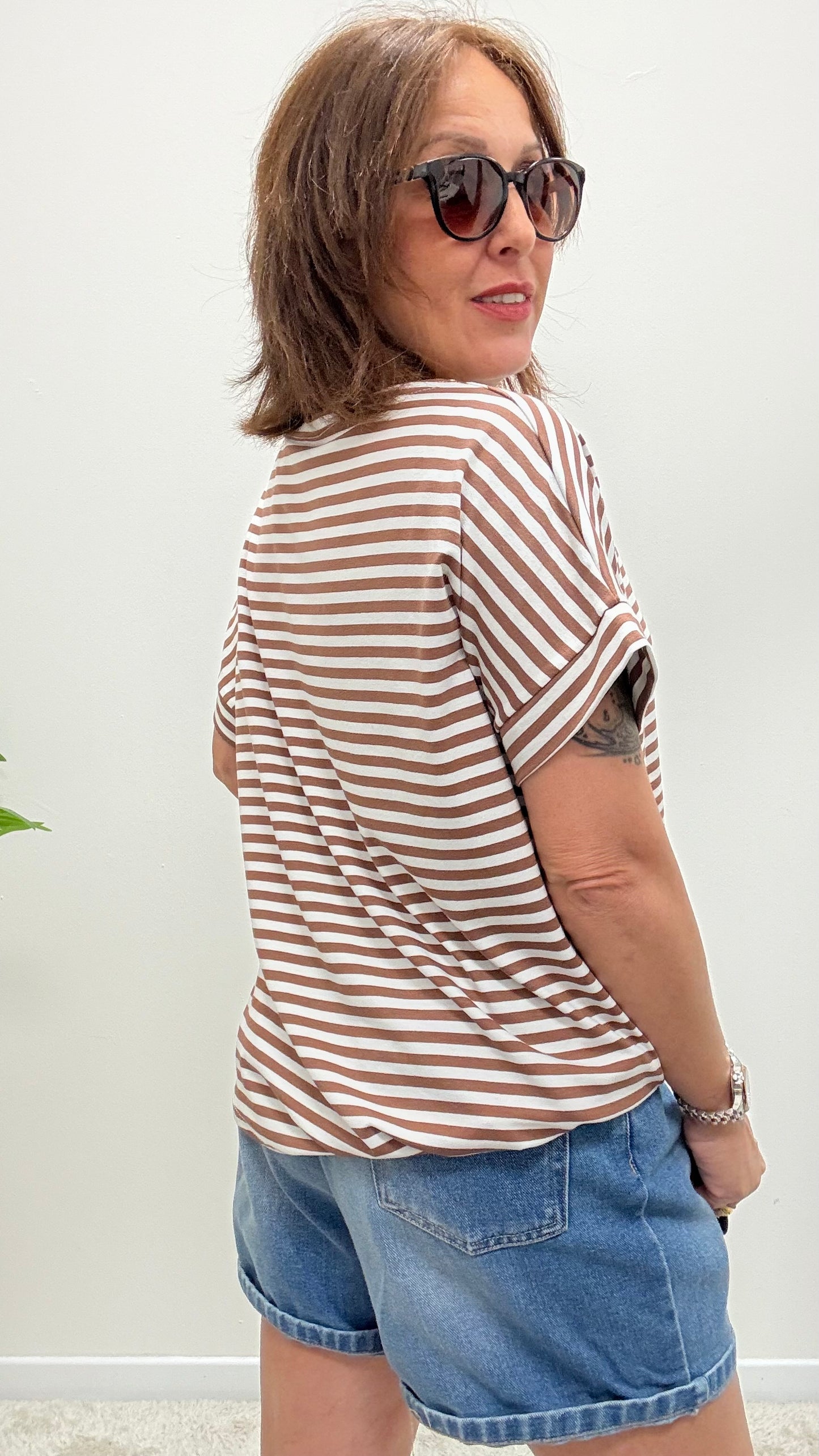 T-shirt kimono righe Susy Mix tabacco
