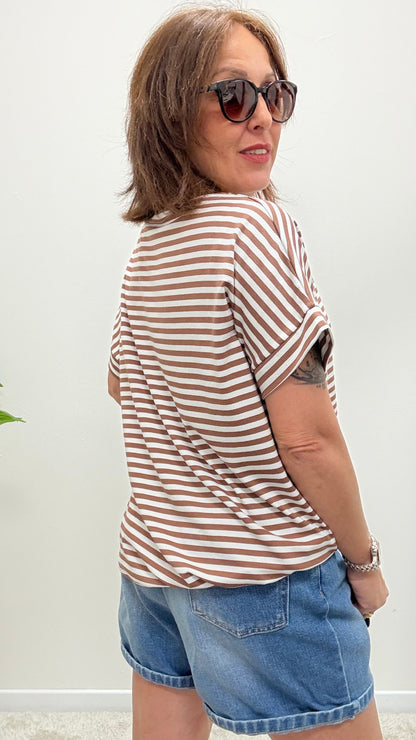 T-shirt kimono righe Susy Mix tabacco