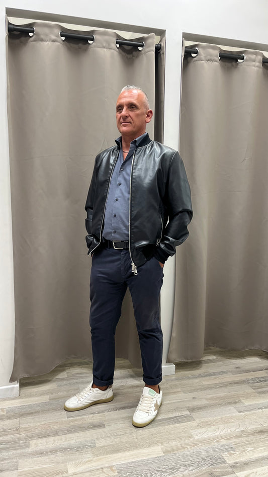 Bomber Ecopelle Nero Gianni Lupo