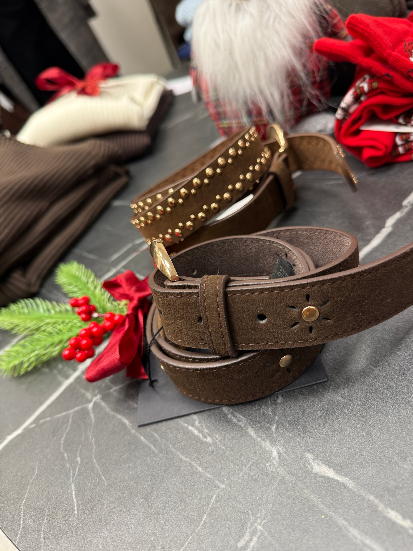 Cintura in camoscio e borchie oro Susy Mix