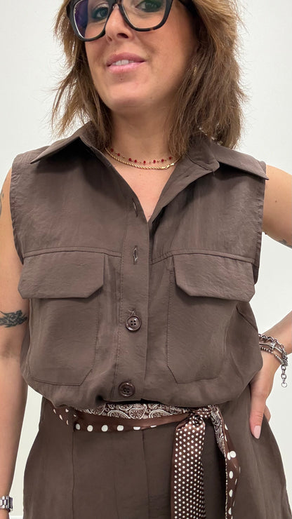 Camicia smanicata cupro moro Extasy