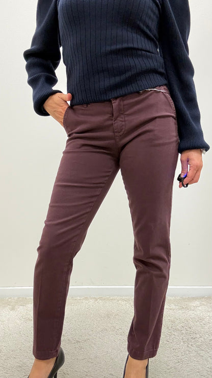 Pantalone Chino cotone bordeaux Extasy
