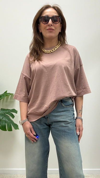 T-shirt scatola Haveone rosa blush