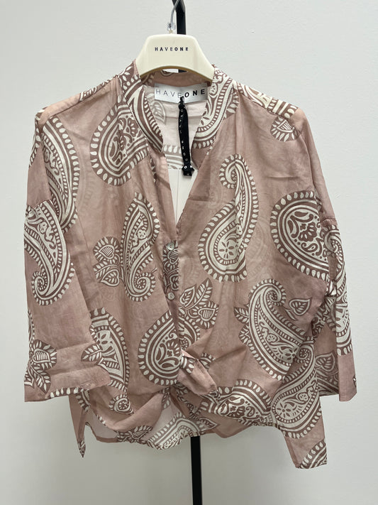 HaveOne Camicia mussola con Stampa Rosa