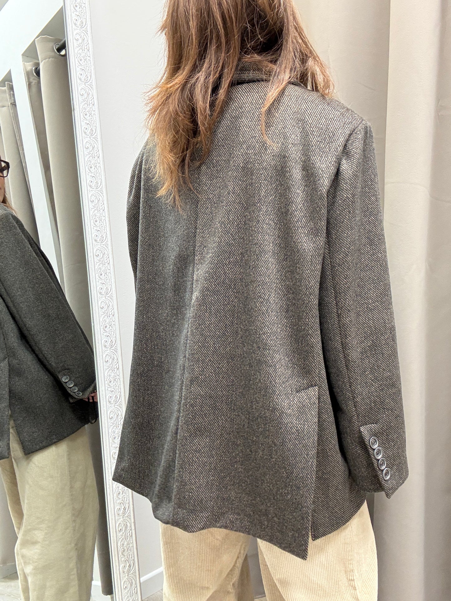 Giacca cappotto over spigata moro con spacchetti