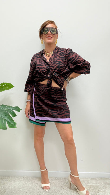 Gonna Pareo corta zebra bordeaux e nero HaveOne Art.GMA-Q302