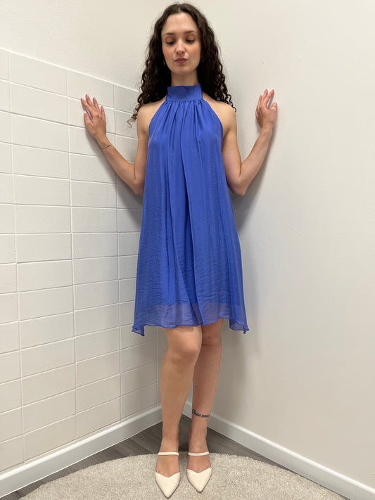 HaveOne Abito Corto in Seta Blu