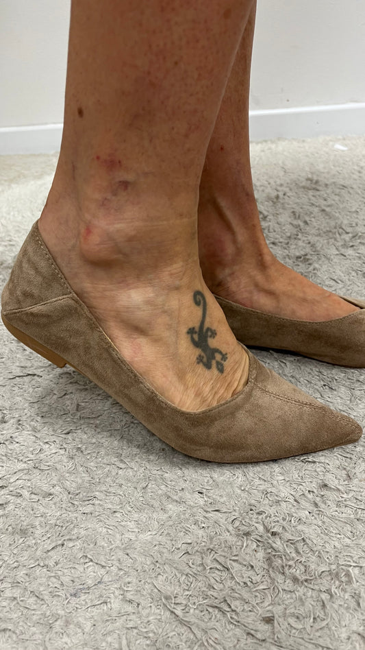 Ballerine eco camoscio taupe punta Memoire