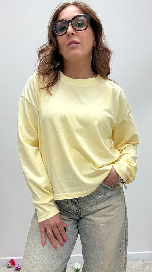 Basica manica lunga cotone Haveone giallo