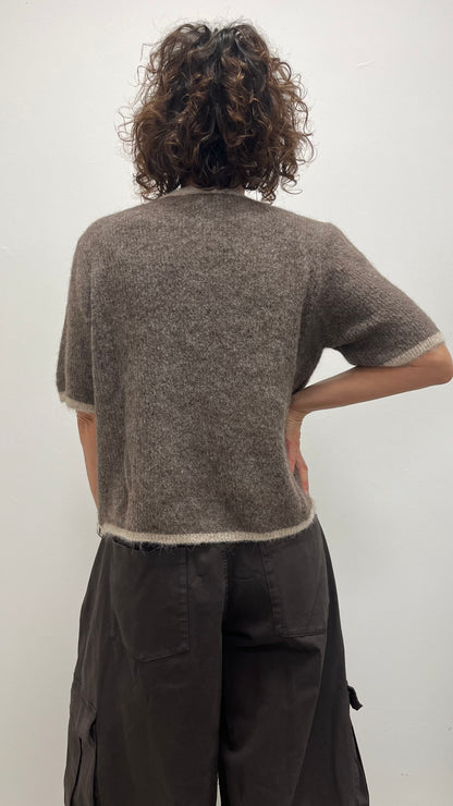 Cardigan donna in misto lana con maniche corte e bottoni dorati My-d