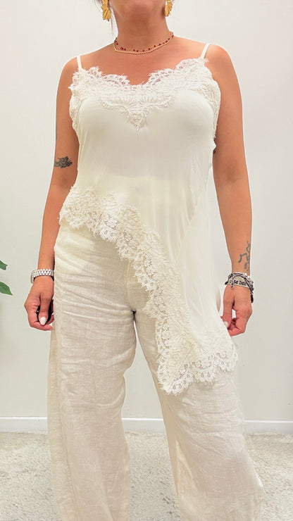 Top asimmetrico pizzo Tensione In