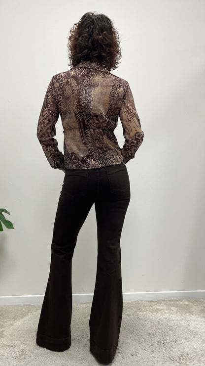 Pantaloni zampa cotone moro Extasy