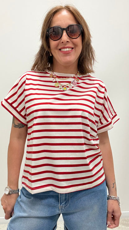 T-shirt scatolina righe Susy Mix rosso