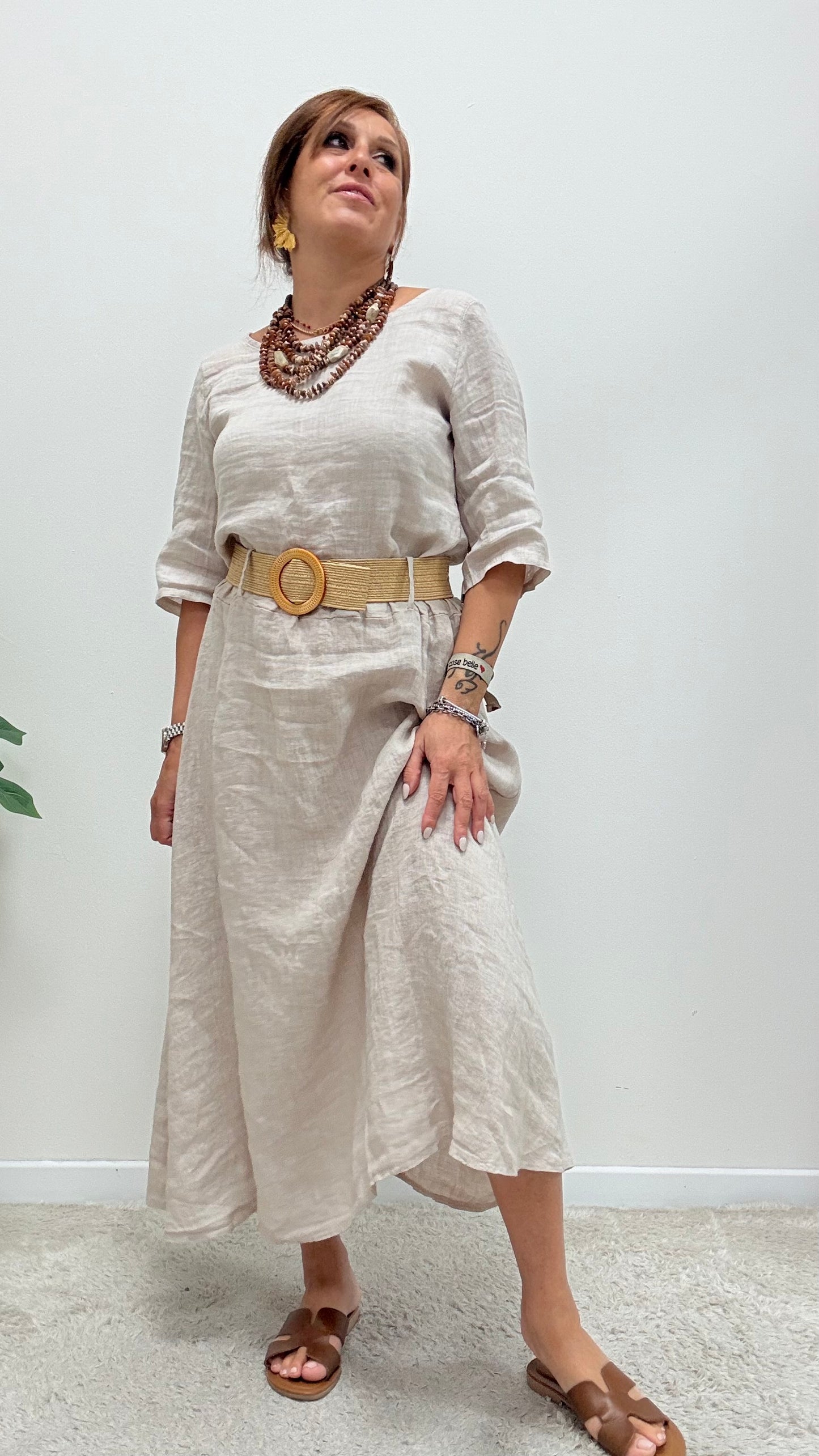 Blusa manica 3/4 100% lino Extasy corda