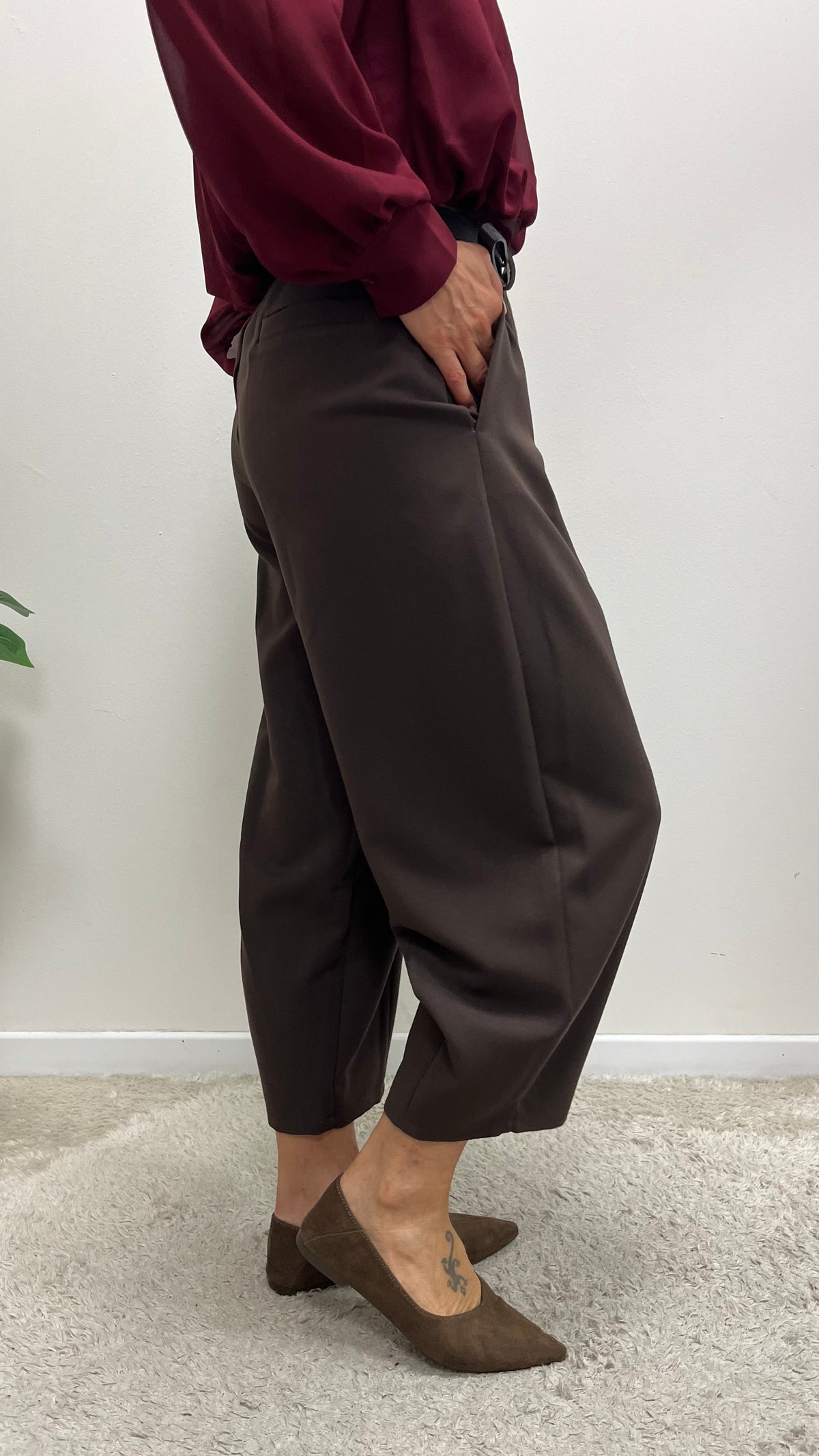 pantalone baloon con cintura extasy moro