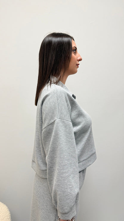 Felpa scuba polo Crop grigio Haveone