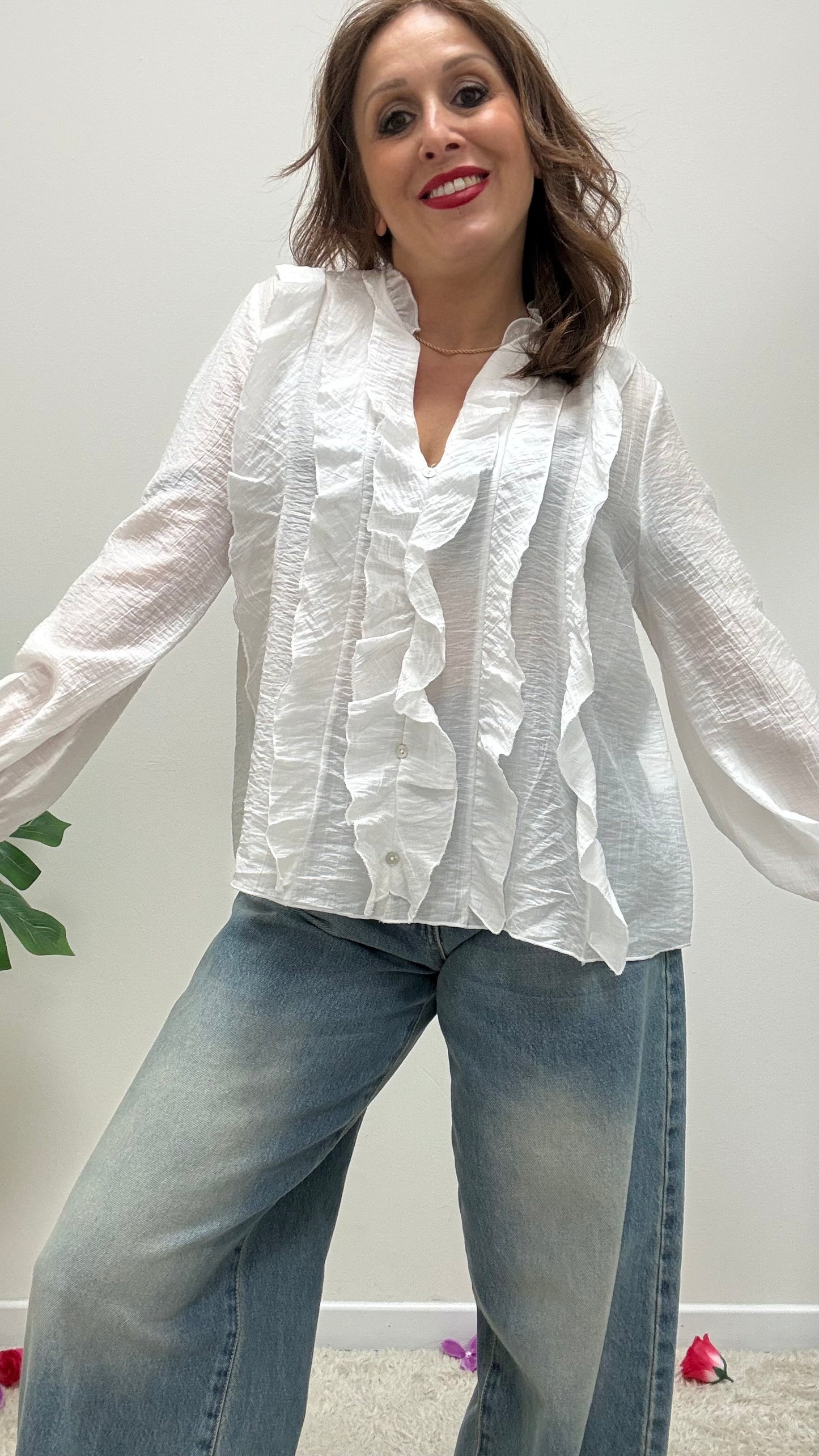 Camicia rouches Extasy bianca