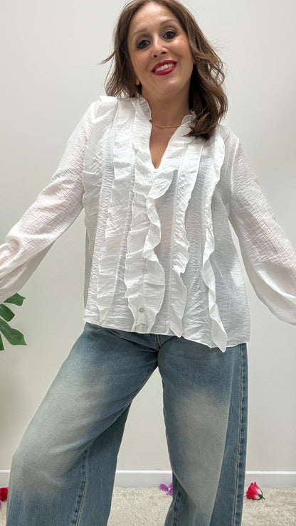 Camicia rouches Extasy bianca