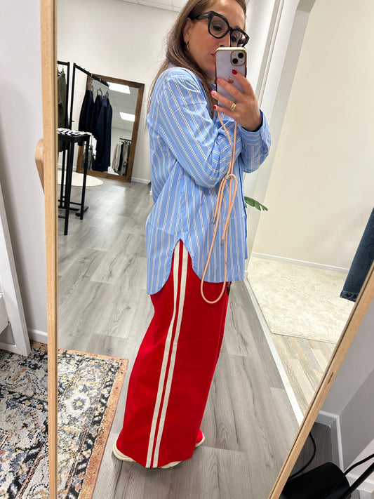 Susy Mix Pantalone Palazzo rosso con Banda Laterale