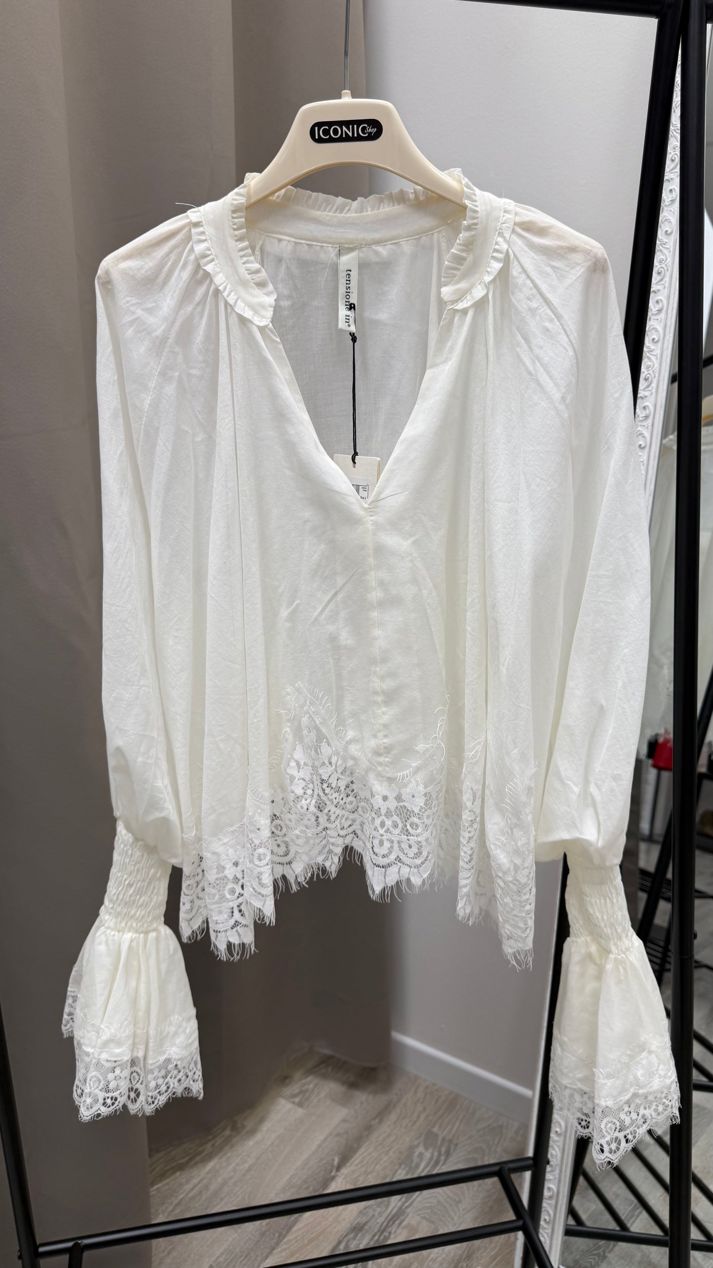 Camicia burro con manica pizzo Tensione In