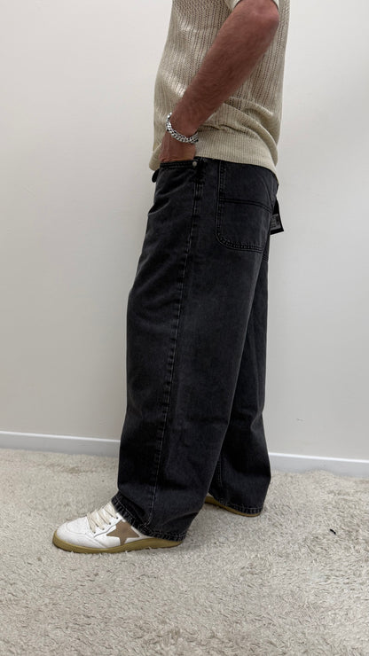 Jeans Baggy Nero Slavato Imperial