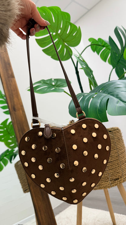 Borsa cuore borchie oro moro Memoire