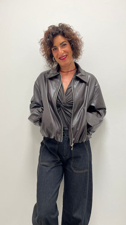 Bomber Ecopelle Extasy Moro