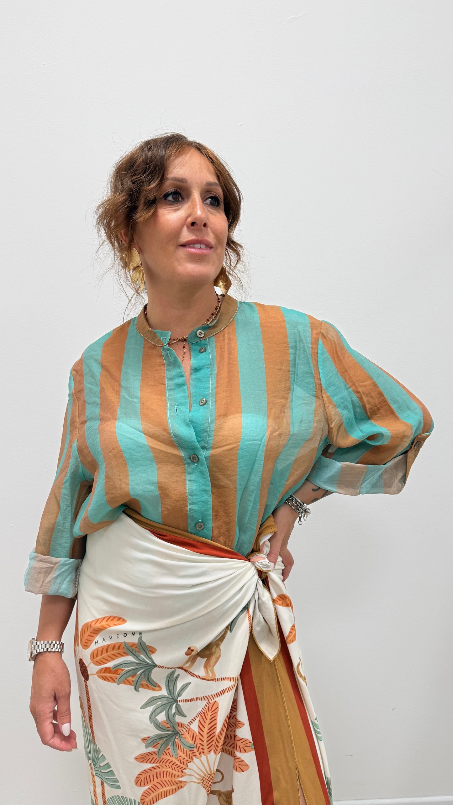 Camicia Riga tiffany e tabacco HaveOne Art.CSV-Q422