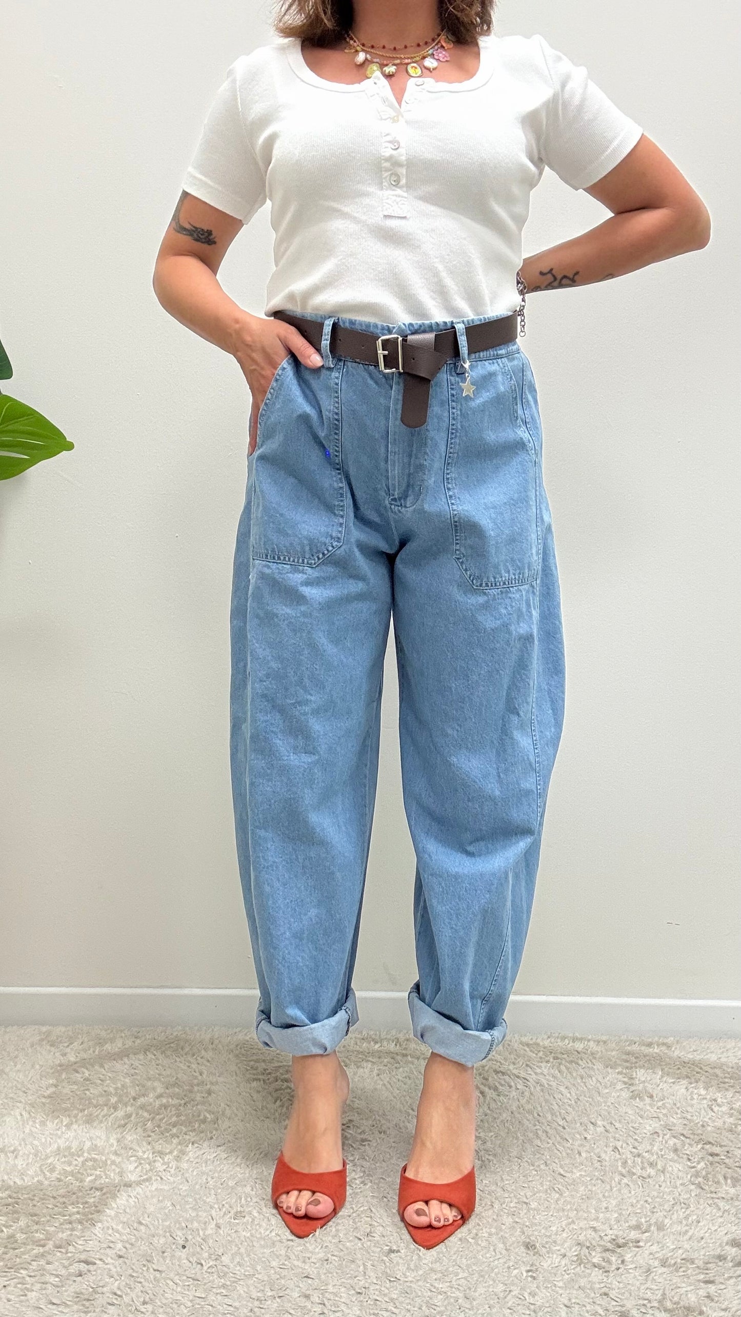 Pantaloni ovetto stellina in Chambray Susy Mix