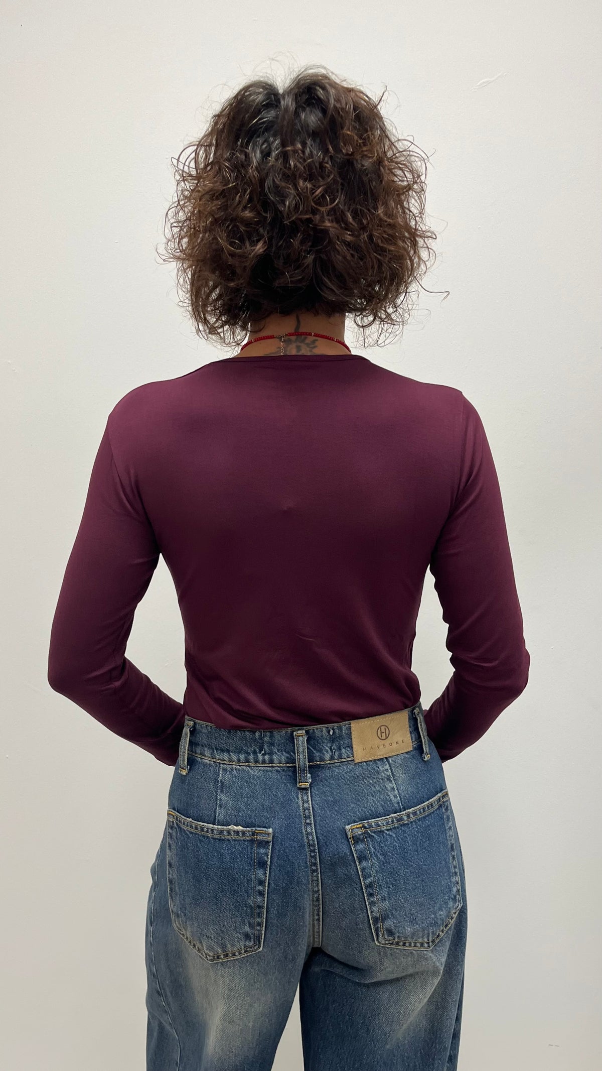 Maglia in viscosa con nodo Susy Mix bordeaux