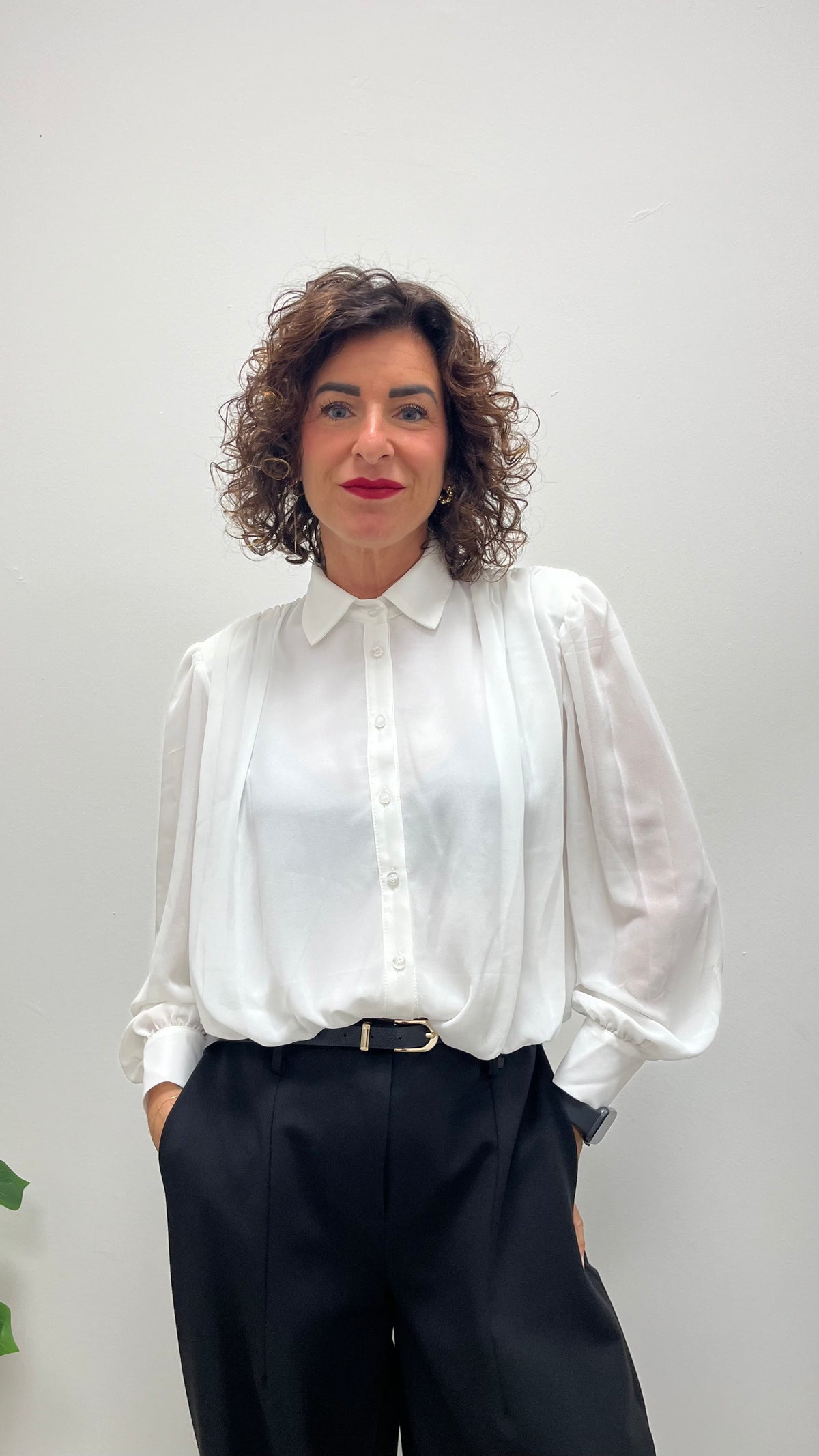 Camicia crop con spalline arricciate Extasy bianco