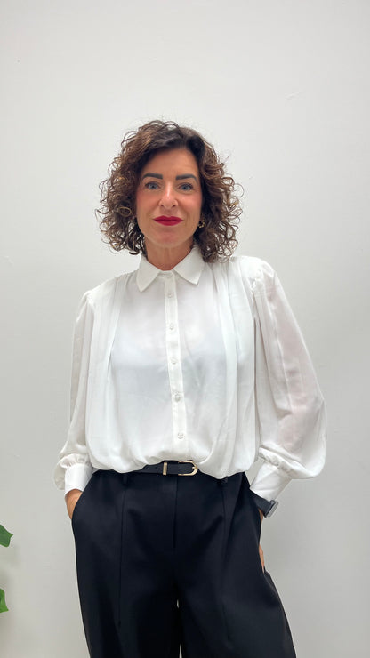 Camicia crop con spalline arricciate Extasy bianco